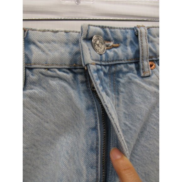Zara Shorts 4 Mini Cut-Off High Rise Stretch Denim Raw Hem Light Wash - Picture 2 of 9